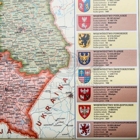 Polska 1:1 800 000. Mapa administracyjna w wersji magnetycznej. Fragment 4