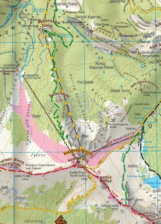 Tatry 1:22 500. Laminowana mapa turystyczna wydawnictwa Galileos. Fragment 2
