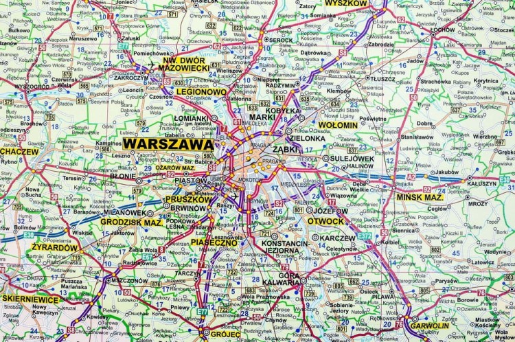 Polska 1:350 000. Mapa ścienna administracyjno-drogowa w wersji do wpinania. Fragment 1