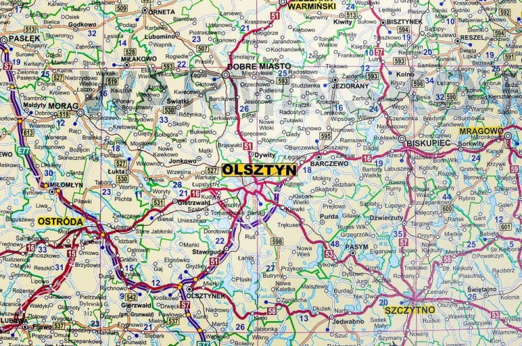 Polska 1:350 000. Mapa ścienna administracyjno-drogowa w wersji do wpinania. Fragment 2
