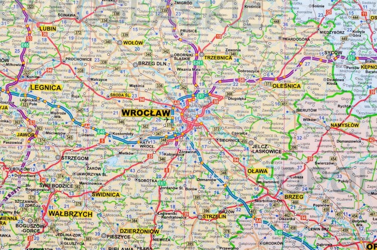 Polska 1:350 000. Mapa ścienna administracyjno-drogowa w wersji do wpinania. Fragment 3