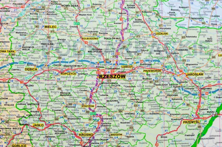 Polska 1:350 000. Mapa ścienna administracyjno-drogowa w wersji do wpinania. Fragment 4