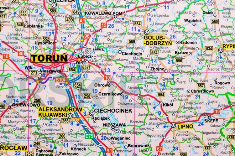 Polska 1:350 000. Mapa ścienna administracyjno-drogowa w wersji do wpinania. Fragment 6