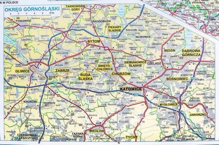 Polska 1:350 000. Mapa ścienna administracyjno-drogowa w wersji magnetycznej. Fragment 10