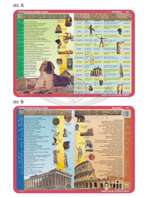 Starożytny Egipt, Grecja, Rzym, bogowie. Dwustronna podkładka edukacyjna 017