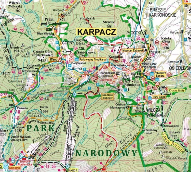 Karkonosze i Rudawy Janowickie 1:50 000. Mapa turystyczna w ramie drewnianej. Fragment 1