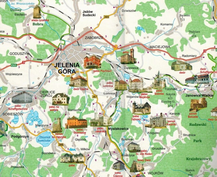 Karkonosze i Rudawy Janowickie 1:50 000. Mapa turystyczna w ramie drewnianej. Fragment 3