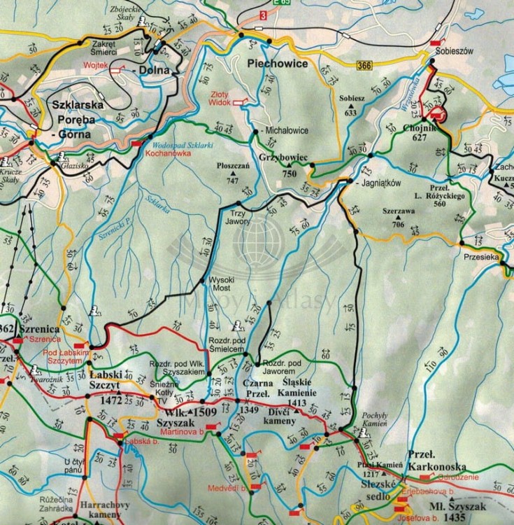 Karkonosze i Rudawy Janowickie 1:50 000. Mapa turystyczna w wersji magnetycznej. Fragment 4