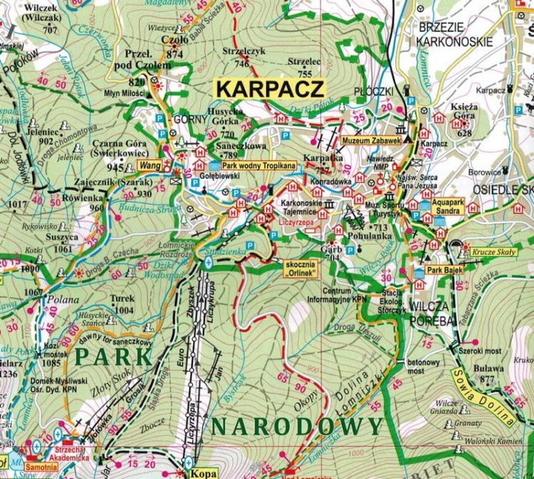 Karkonosze i Rudawy Janowickie 1:50 000. Arkusz, mapa ścienna turystyczna. Fragment 1