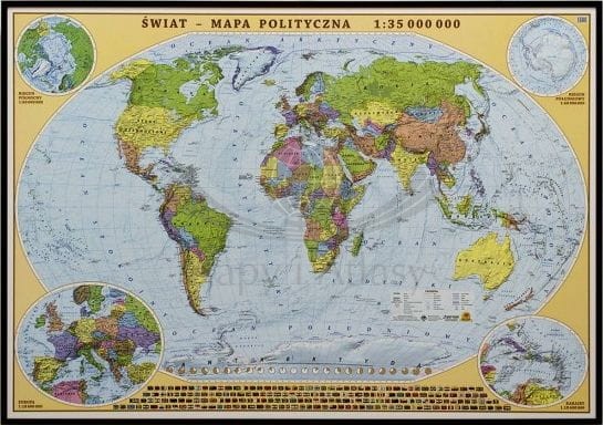 Świat 1:35 000 000. Mapa polityczna w wersji magnetycznej