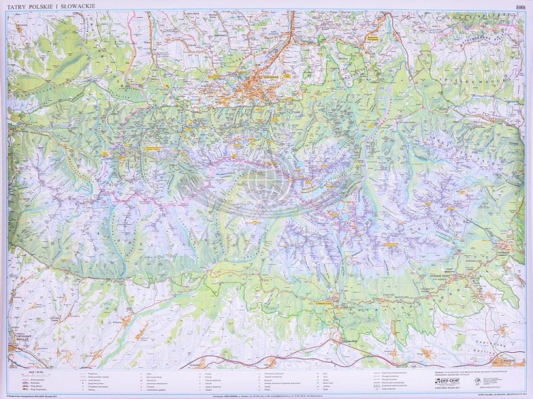 Tatry polskie i słowackie 1:35 000. Naklejka, mapa ścienna turystyczna