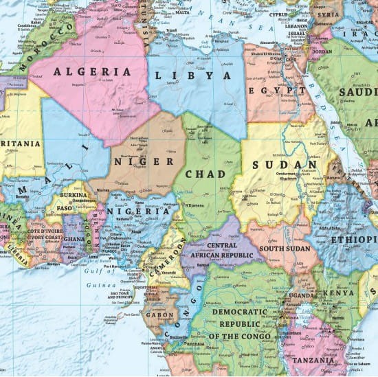 Świat 1:25 000 000. Mapa polityczna w języku angielskim. Wersja magnetyczna. Fragment 3