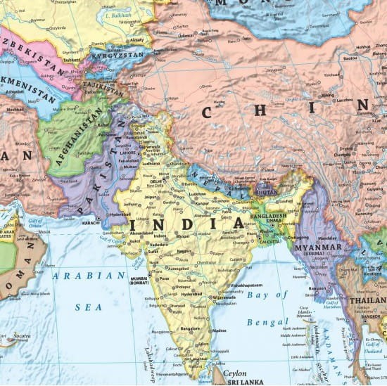Świat 1:25 000 000. Mapa polityczna w języku angielskim. Wersja magnetyczna. Fragment 4