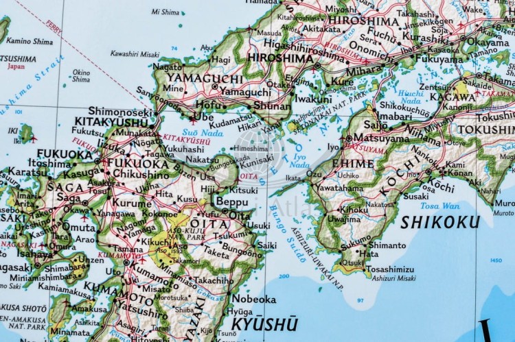 Japonia 1:3 115 000. Mapa ścienna wydawnictwa National Geographic. Fragment 2