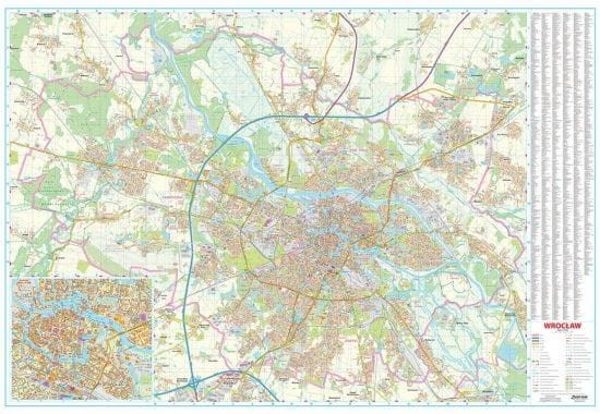 Wrocław 1:15 000. Arkusz, mapa ścienna wydawnictwa Eko-Graf