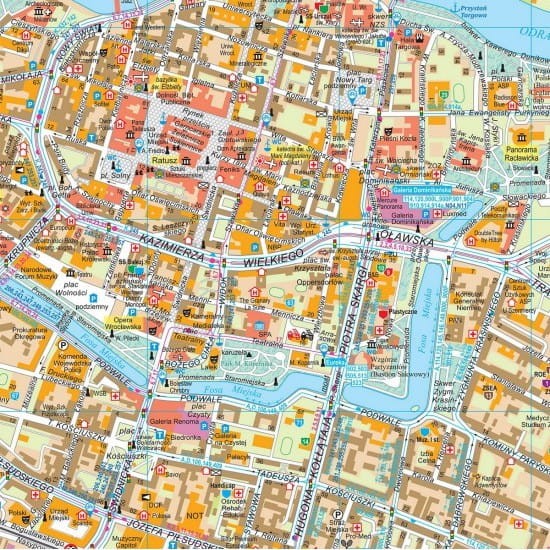 Wrocław 1:15 000. Mapa ścienna wydawnictwa Eko-Graf w wersji do wpinania. Fragment 5