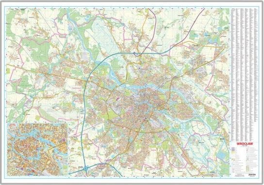 Wrocław 1:15 000. Mapa ścienna wydawnictwa Eko-Graf w wersji do wpinania