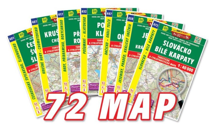 Czechy 1:40 000. Zestaw 72 map turystycznych wydawnictwa Shocart. Przykładowe mapy