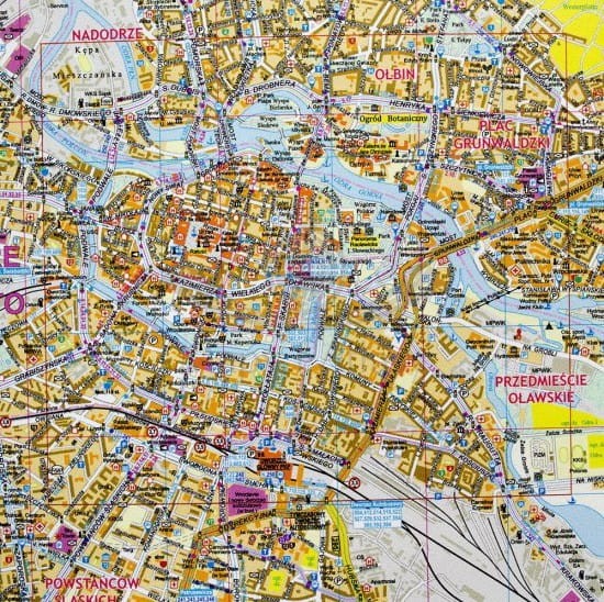 Wrocław 1:18 500. Arkusz, mapa ścienna wydawnictwa Eko-Graf. Fragment 2
