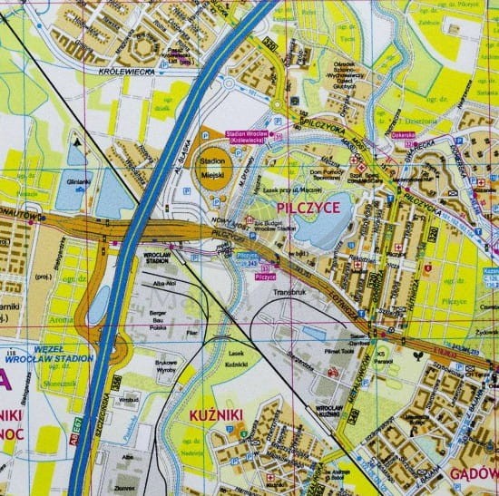 Wrocław 1:18 500. Arkusz, mapa ścienna wydawnictwa Eko-Graf. Fragment 3