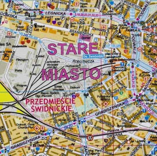 Wrocław 1:18 500. Mapa w wersji do wpinania wydawnictwa Eko-Graf. Fragment 1