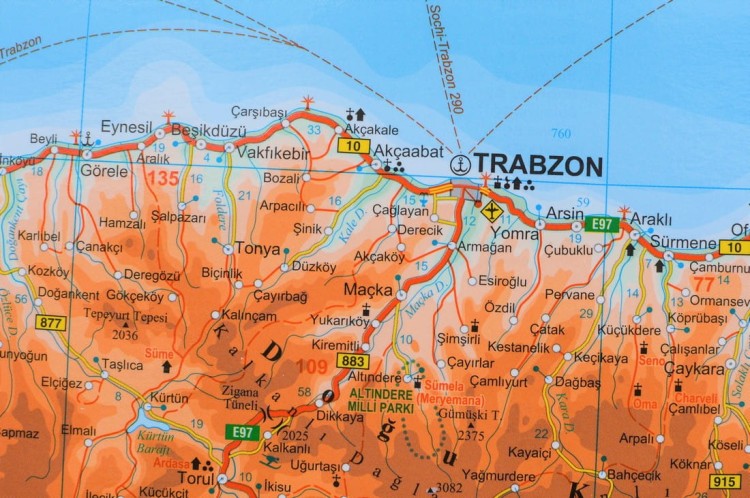 Kaukaz 1:1 000 000. Gruzja, Armenia, Azerbejdżan. Mapa ścienna fizyczno-drogowa. Fragment 4