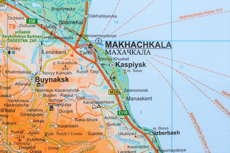 Kaukaz 1:1 000 000. Gruzja, Armenia, Azerbejdżan. Mapa ścienna fizyczno-drogowa. Fragment 8