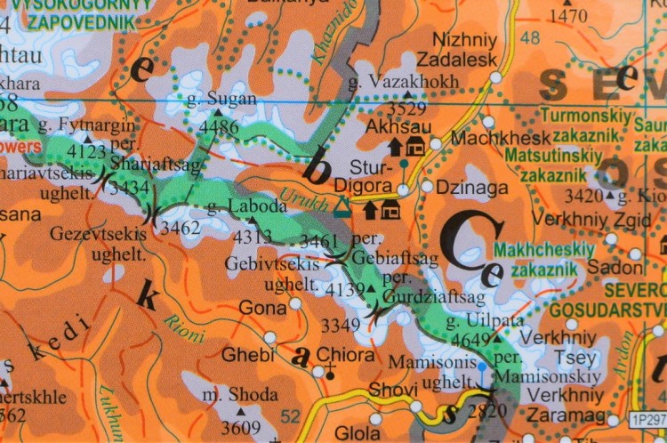 Kaukaz 1:1 000 000. Gruzja, Armenia, Azerbejdżan. Mapa ścienna fizyczno-drogowa. Fragment 9