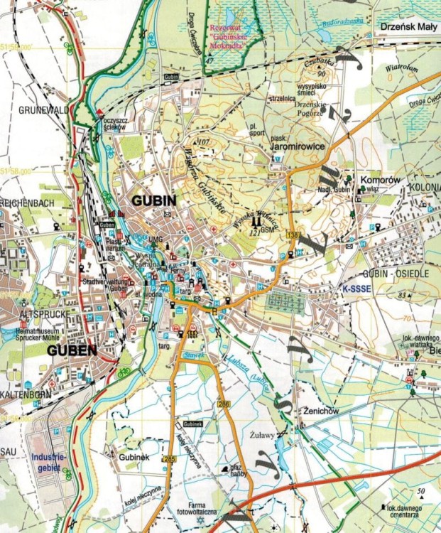 Gmina Gubin 1:60 000. Mapa turystyczna wydawnictwa Sygnatura. Fragment 1