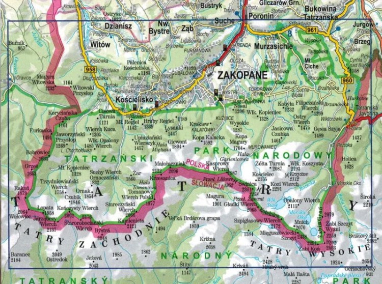 Tatry Polskie 1:30 000. Mapa turystyczna wydawnictwa ExpressMap. Zasięg