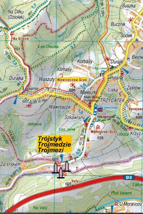 Pogranicze polsko-czesko-słowackie / Trójstyk. Mapa turystyczna wydawnictwa Galileos. Fragment 2