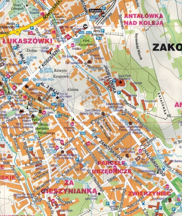 Tatry Polskie 1:30 000. Mapa turystyczna wydawnictwa ExpressMap. Plan miasta - fragment