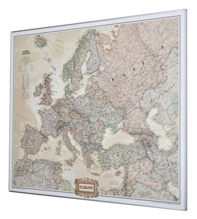 Europa 1:5 419 000. Mapa ekskluzywna magnetyczna. Rama alu SLIM