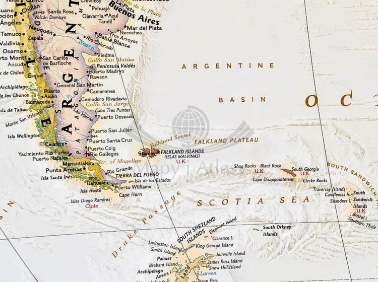 Świat 1:29 772 000. Mapa polityczna, ekskluzywna. Wersja magnetyczna. Wydawnictwo: National Geographic. Fragment 3