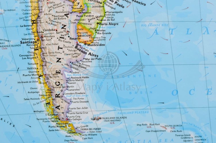 Świat 1:31 854 000. Mapa polityczna w wersji do wpinania. Wydawnictwo: National Geographic. Fragment 1