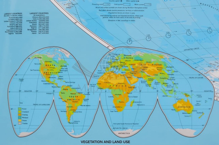 Świat 1:37 213 000. Mapa polityczna w ramie drewnianej. Wydawnictwo: National Geographic. Fragment 7