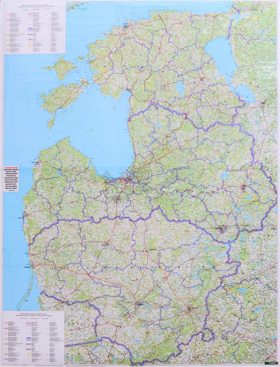 Kraje bałtyckie 1:400 000 / Litwa, Łotwa, Estonia. Mapa ścienna drogowa