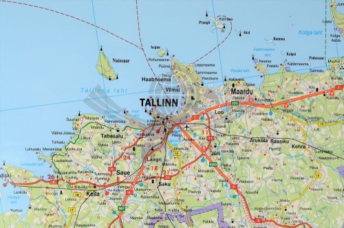 Kraje bałtyckie 1:400 000 / Litwa, Łotwa, Estonia. Mapa ścienna drogowa. Fragment 1