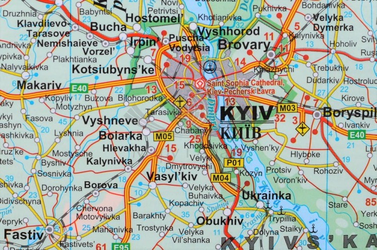 Ukraina i Mołdawia. Mapa ścienna fizyczno-drogowa. Fragment 4