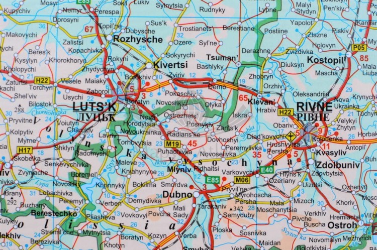 Ukraina i Mołdawia. Mapa ścienna fizyczno-drogowa. Fragment 8