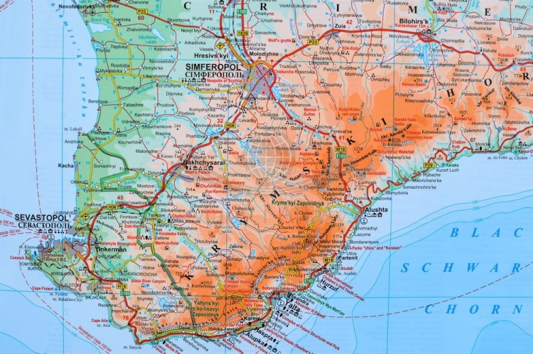 Ukraina i Mołdawia. Mapa ścienna fizyczno-drogowa. Fragment 9