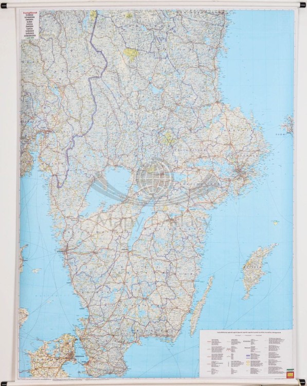 Szwecja 1:600 000. Dwustronna mapa ścienna drogowa wydawnictwa Freytag & Berndt. Strona pierwsza