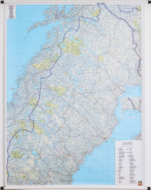 Szwecja 1:600 000. Dwustronna mapa ścienna drogowa wydawnictwa Freytag & Berndt. Strona druga