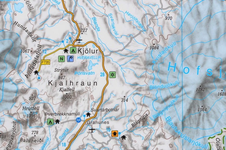 Islandia 1:400 000. Mapa ścienna drogowo-fizyczna. Fragment 6
