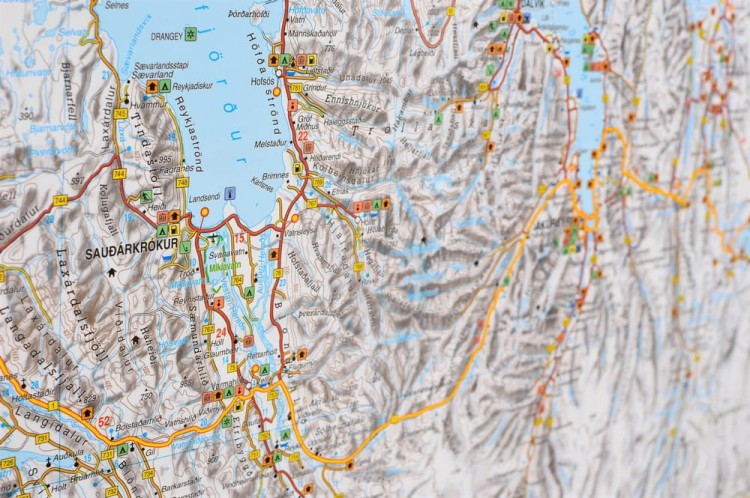 Islandia 1:400 000. Mapa ścienna drogowo-fizyczna. Fragment 7