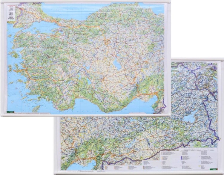 Turcja 1:800 000. Dwustronna mapa ścienna drogowa