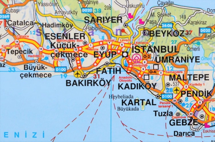 Turcja 1:800 000. Dwustronna mapa ścienna drogowa. Fragment 1