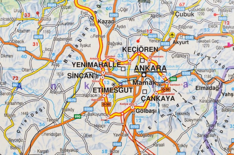 Turcja 1:800 000. Dwustronna mapa ścienna drogowa. Fragment 5