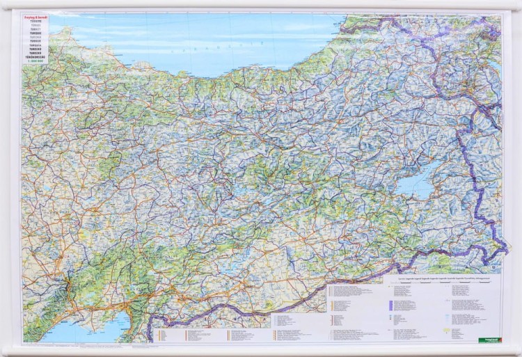Turcja 1:800 000. Dwustronna mapa ścienna drogowa. Strona druga