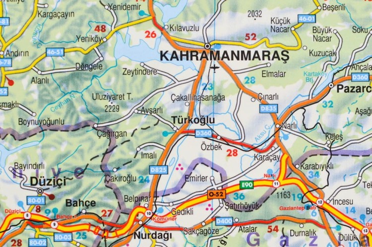 Turcja 1:800 000. Dwustronna mapa ścienna drogowa. Fragment 7